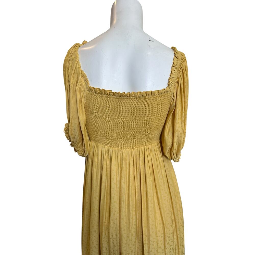 Hatch Yellow Smocked Midi Dress Womens Size 2/S Yellow Puff Sleeve Cottagecore - Picture 6 of 13